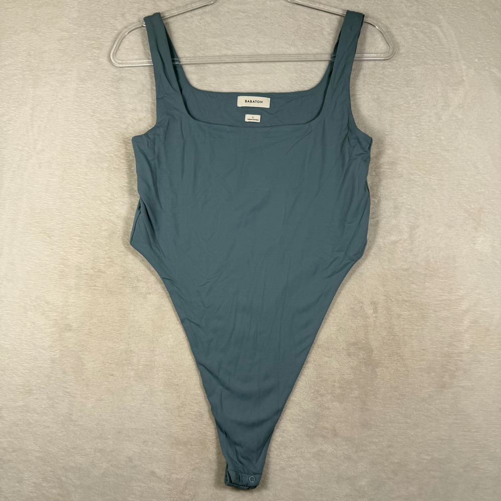 Babaton Contour Squareneck Bodysuit Slate Blue Thong 107351 Size L
